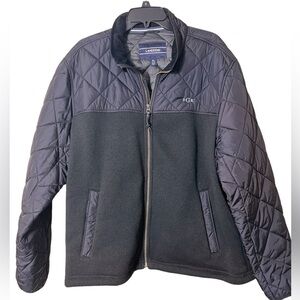 Men’s LANDS’ END Black Quilted Fleece Monogram Zip up Jacket Size XL Casual